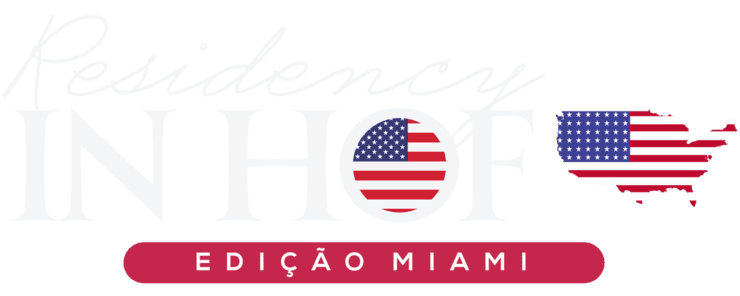 Logomarca Residency in HOF Edição Miami do American Institute by Monique Michele, congresso internacional de harmonização facial nos estados Unidos